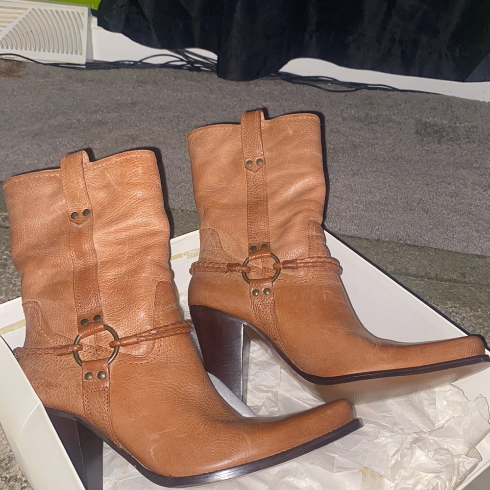 LEATHER BAKER BOOTS SZ 81/2M
